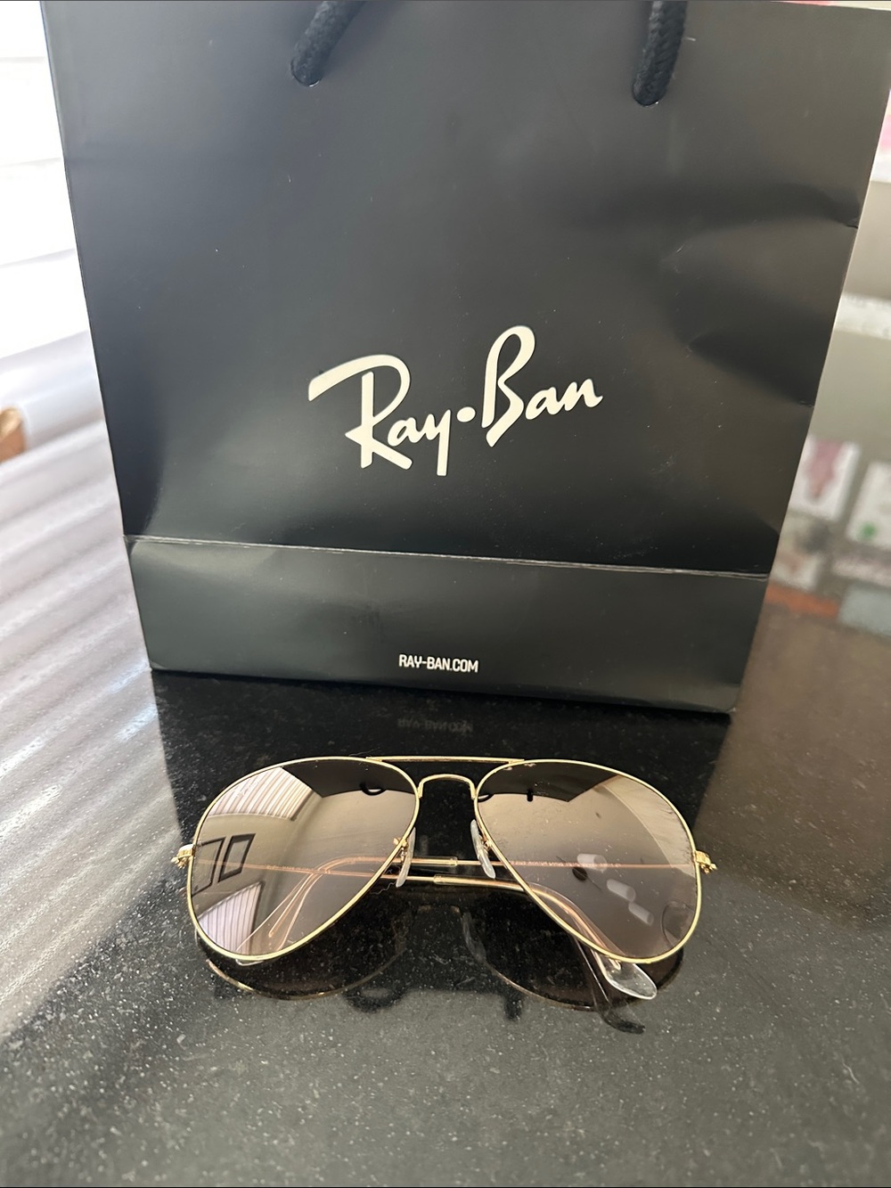Ray-Ban Aviator Sunglasses in Gold with Brown Lenses